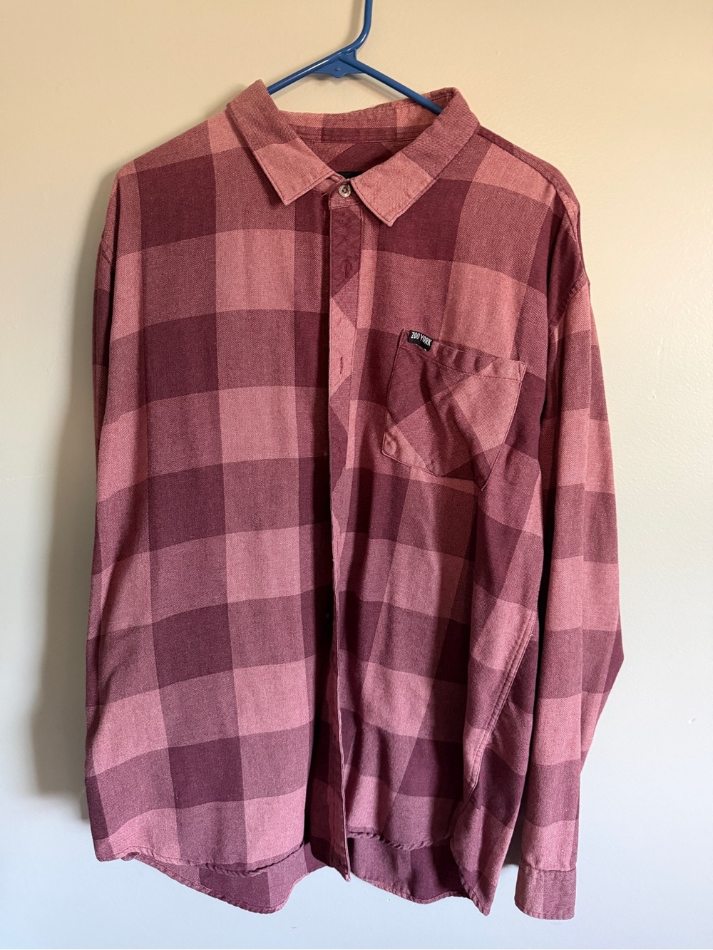 Zoo York Men's Rose and Maroon Plaid Button-Down Shirt
